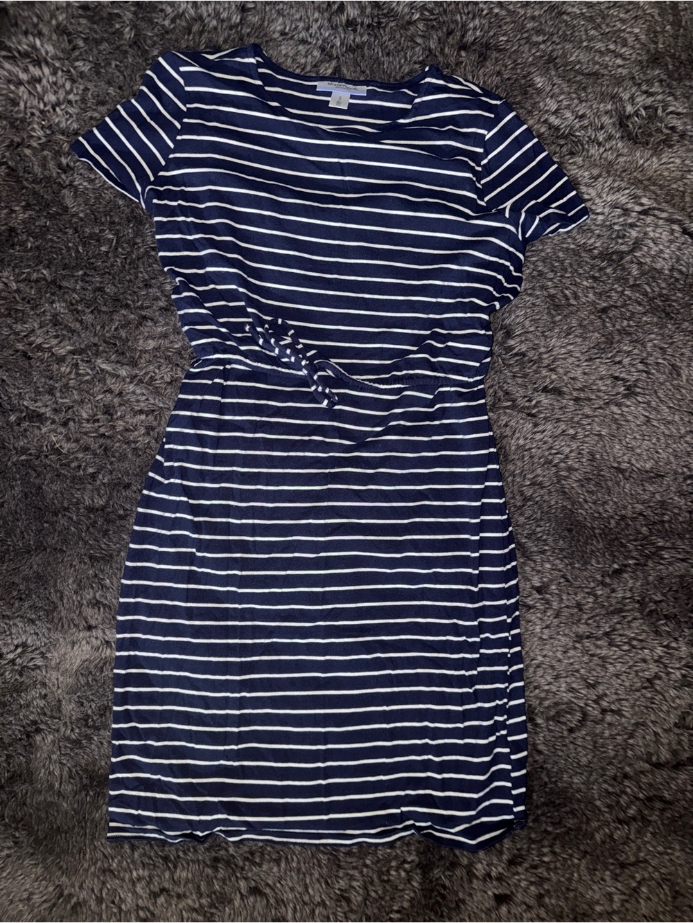 Motherhood Maternity Navy & White Striped Short-Sleeve Maternity Dress